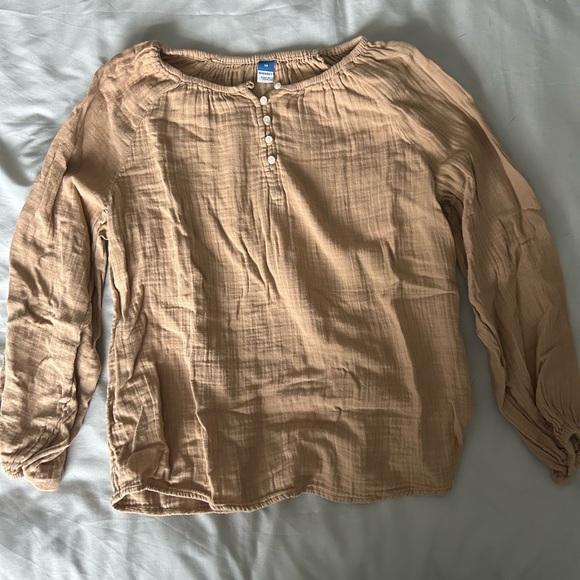 Old Navy Khaki Linen Blouse - Picture 2 of 8